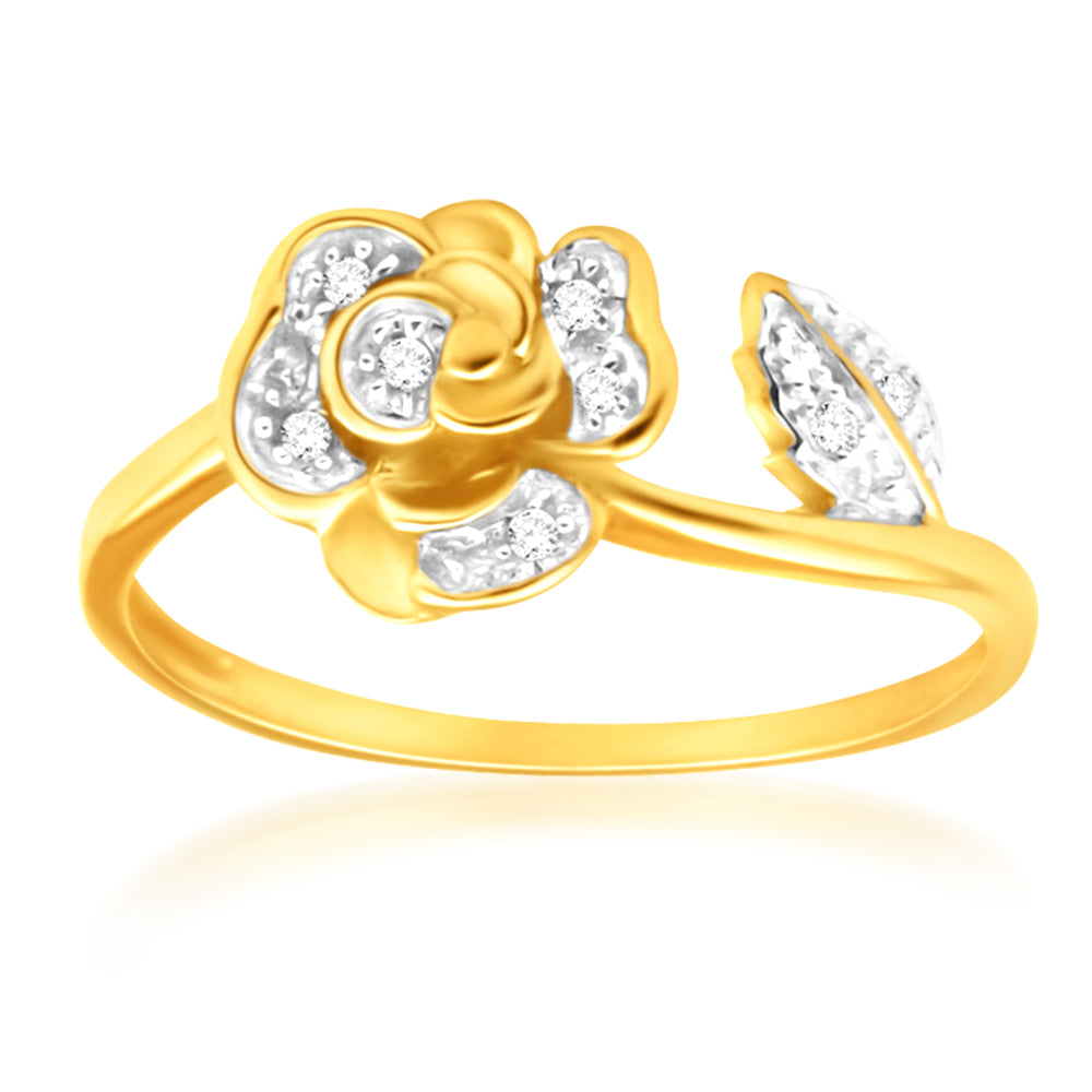 Stunning 9ct Yellow Gold Diamond Bead Ring for a Captivating Look