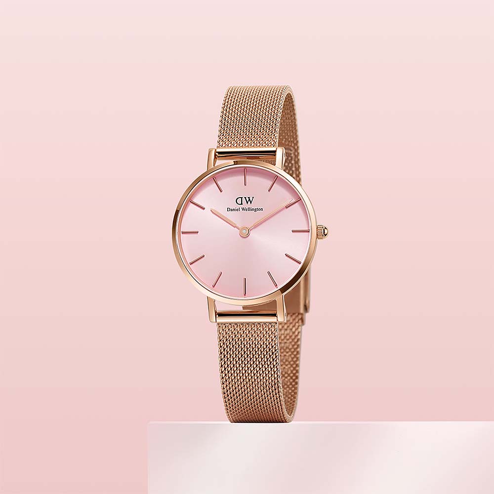 Daniel Wellington Pink Melrose DW00100368 28mm Rose Gold Mesh Watch