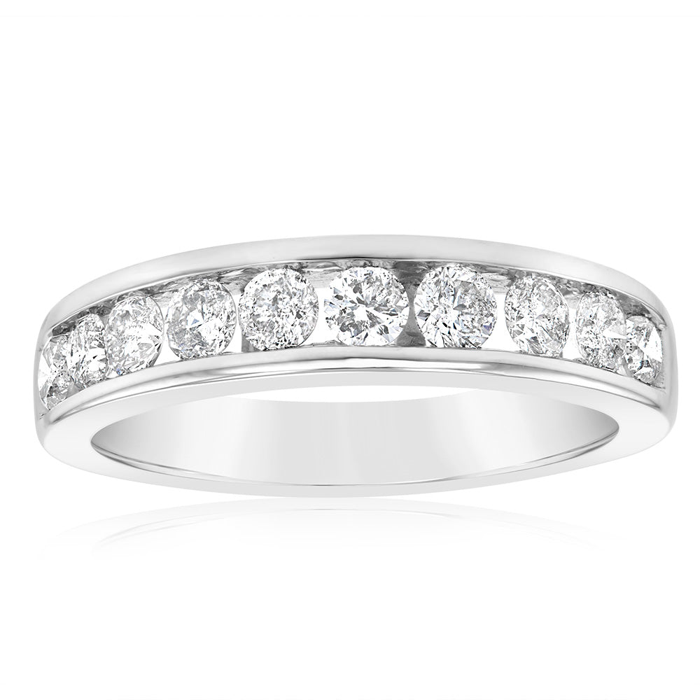 Exquisite 0.80 Carat Diamond Eternity Ring Crafted in 10 Carat White Gold for Timeless Elegance