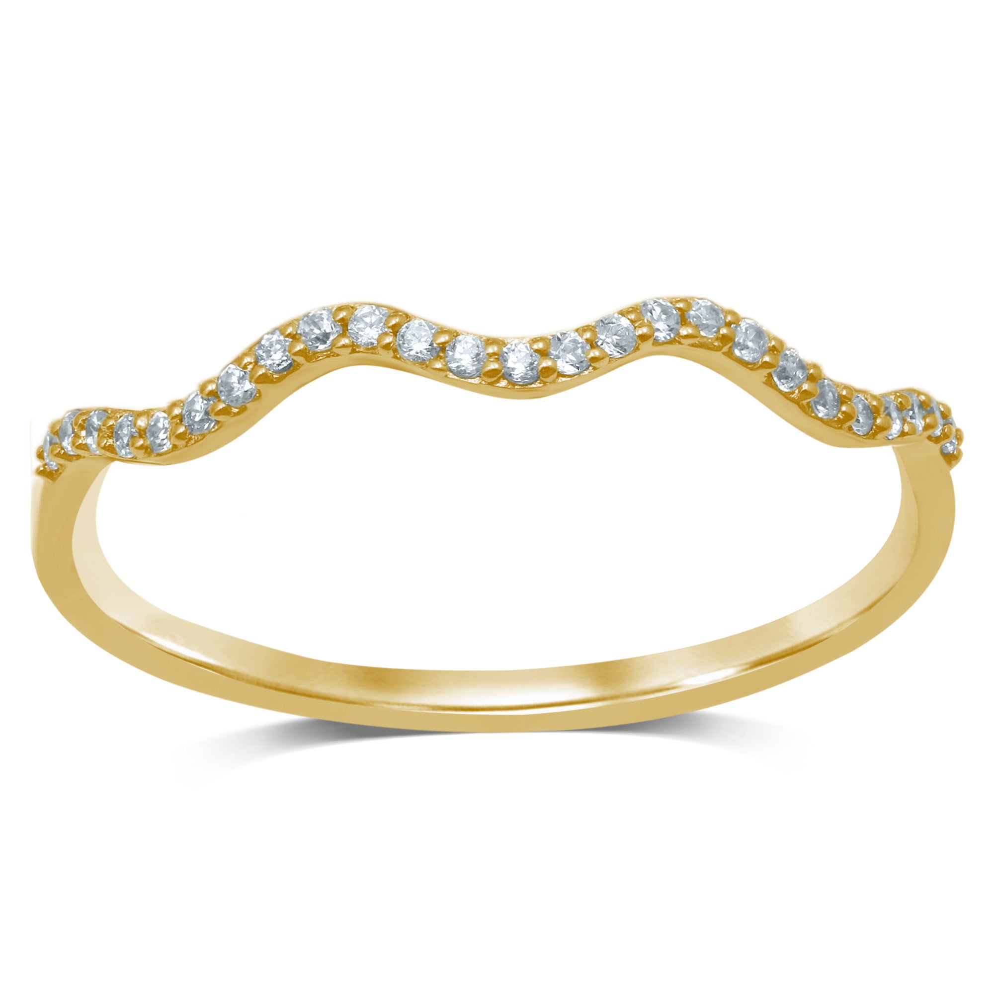Stunning 9 Carat Yellow Gold Diamond Wave Design Ring Featuring 25 Sparkling Brilliant Diamonds