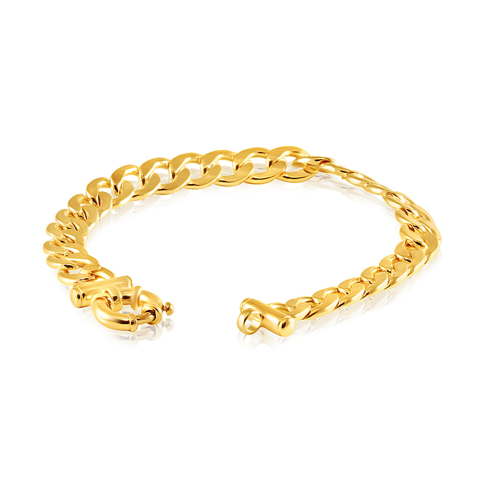 19cm 21Gauge 9 Carat Yellow Gold-Coated Copper Curb Boltring Bracelet, a Stylish Jewelry Piece