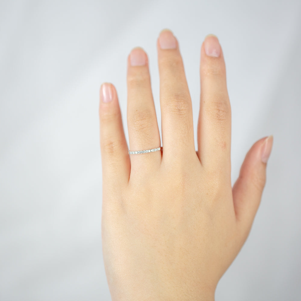 Stunning 9ct White Gold Eternity Ring Adorned with 13 Sparkling Diamonds