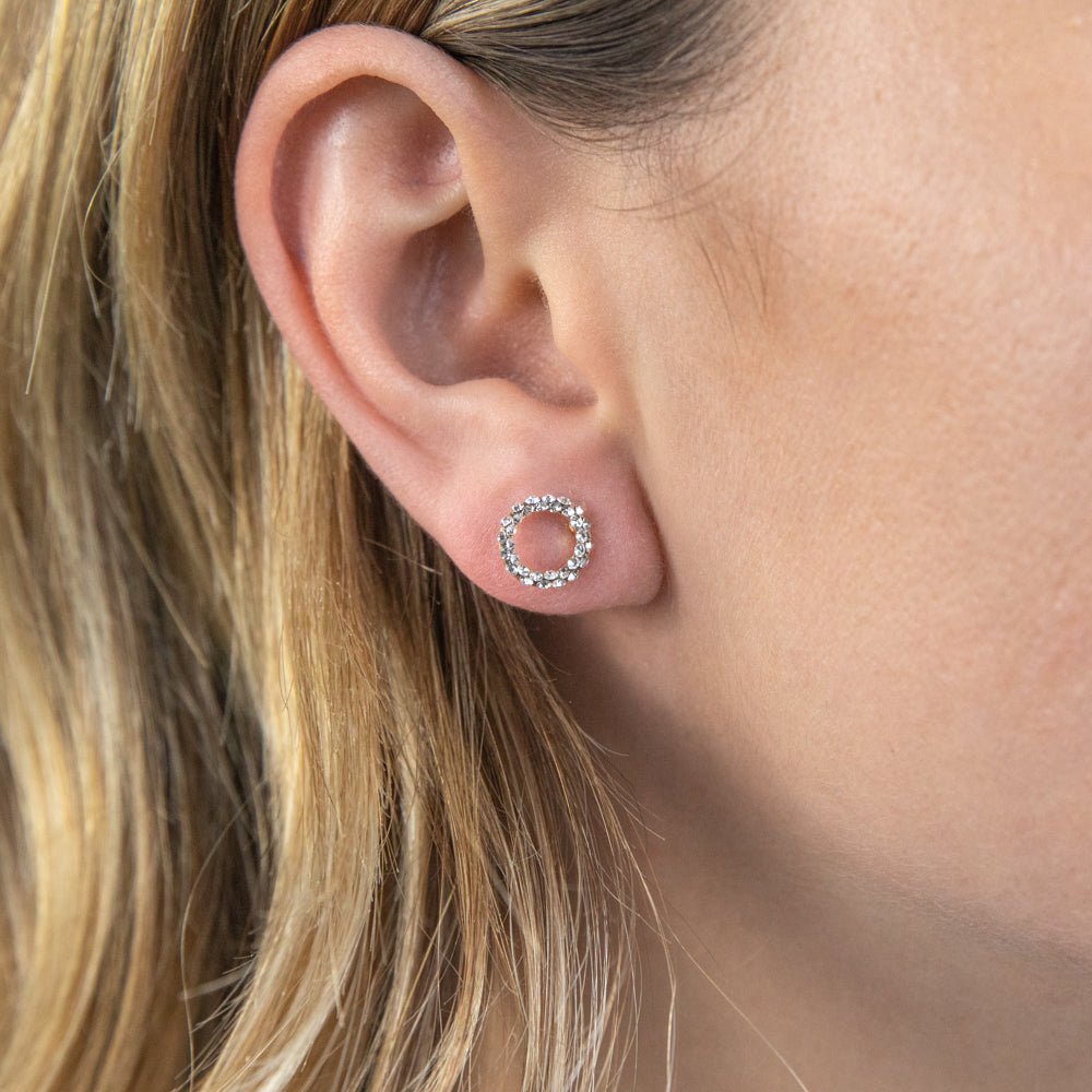 Stunning 9ct Yellow Gold Filled Open Circle Earrings with Dazzling Crystals