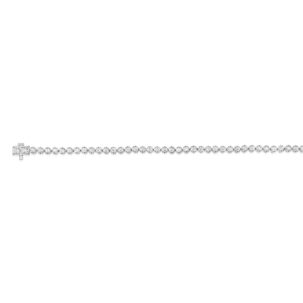Exquisite 14 Carat White Gold Diamond Tennis Bracelet with 51 Sparkling Diamonds Totaling 2 Carats and 18cm in Length