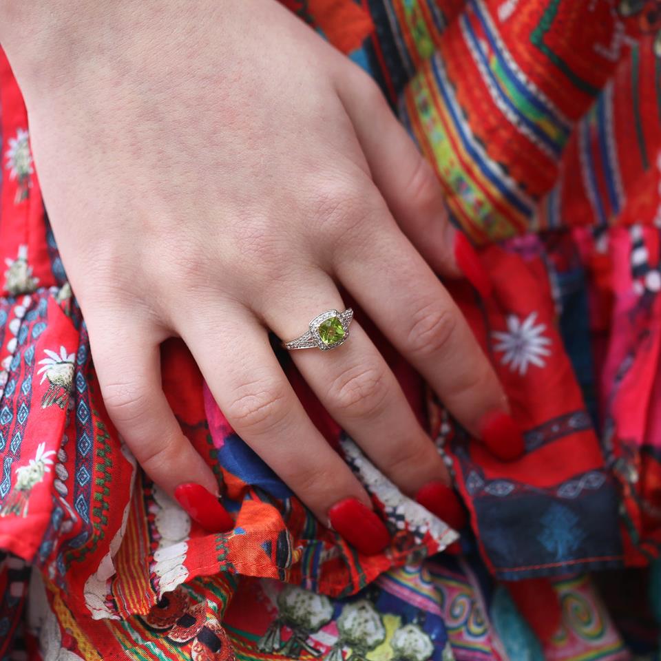 1.13ct Peridot and Diamond Ring in 9ct Yellow Gold