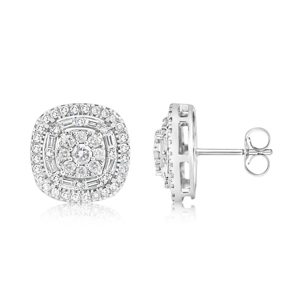 Exquisite 0.95 Carat Diamond Cluster Stud Earrings for Timeless Glamour